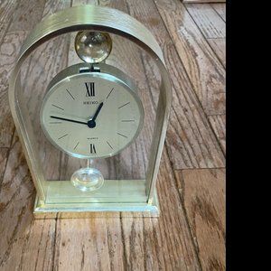 Vintage Seiko Quartz Brass Shelf Mantle Pendulum Clock Made in Japan